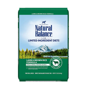 Natural Balance Dry Dog Food Limited Ingredient Diet Lamb & Brown Rice 12Lb