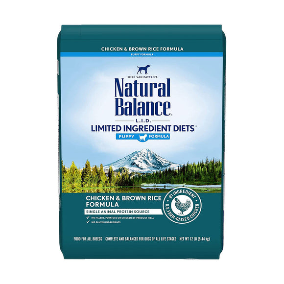 Natural Balance Dry Dog Food LID Puppy Chicken & Brown Rice 12 lb