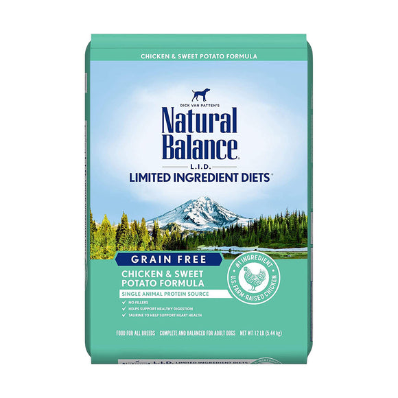 Natural Balance Dog Dry Food Limited Ingredient Diet Chicken & Sweet Potato 12 Lbs