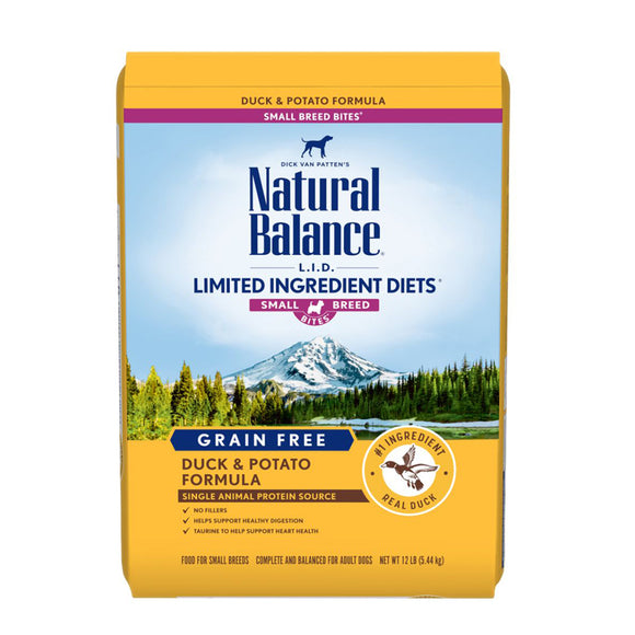 Natural Balance Dry Dog Food Limited Ingredient Diet Small Breed Bites Duck & Potato 5.44kg