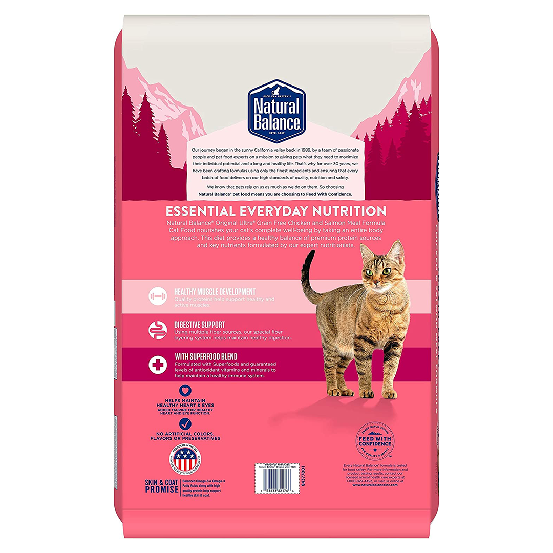 Natural Balance Cat Dry Food Ultra Original Grain Free Chicken Salmon 15 Lb