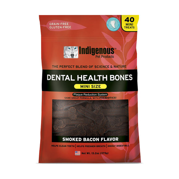 Indigenous Dog Dental Bone Mini Grain Free Bacon 40 Ct