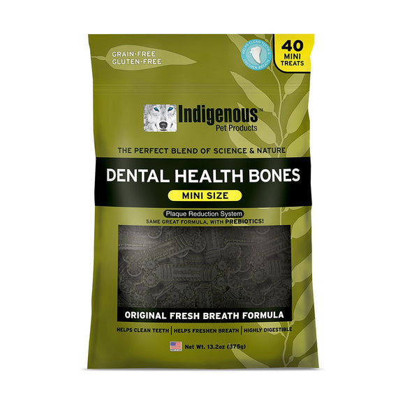 Indigenous Dog Dental Bone Mini Grain Free Fresh Breath 40 Ct