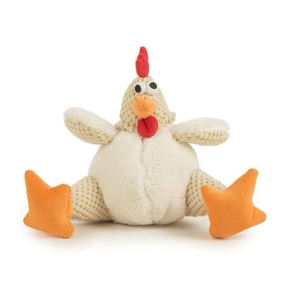 GoDog Toy Chewguard Checkers Rooster White Small