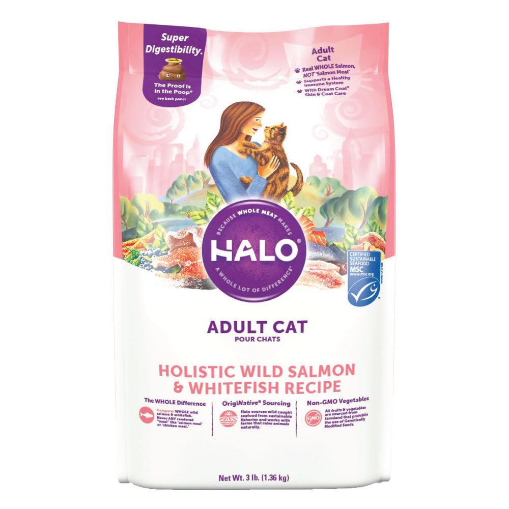 Halo Holistic Wild Salmon Whitefish Recipe Adult Dry Cat Food