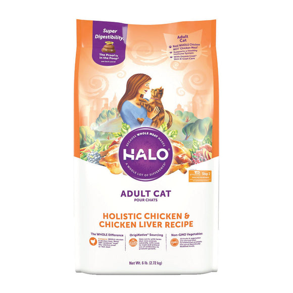 Halo Holistic Dry Cat Food Chicken and Chicken Liver Recipe for Adult Cats 2.72kg
