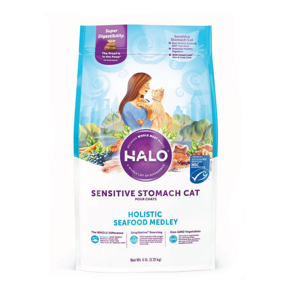 Halo Sensitive Stomach Holistic Seafood Medley Dry Cat Food 6lb