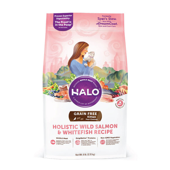 Halo Grain Free Kitten Holistic Wild Salmon & Whitefish Dry Cat Food 2.72kg