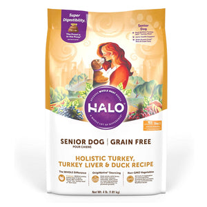 Halo Grain Free Natural Senior Dry Dog Food Turkey, Turkey Liver & Duck Recipe 1.81kg