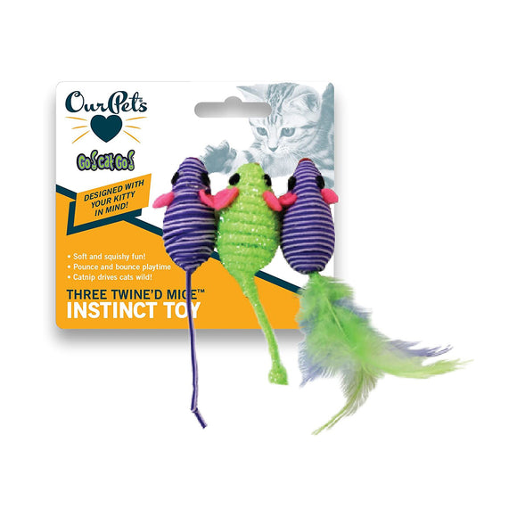 Our Pets Cat Toy Three Twined Mice Catnip 3 Pk