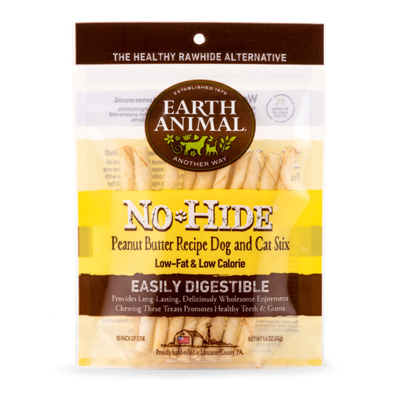 Earth Animal No-Hide Peanut Butter Chews Stick 10 Ct
