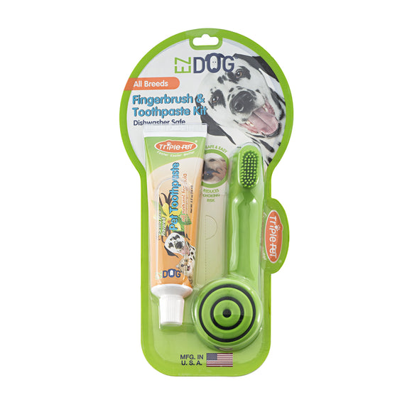 Triple Pet EZ Dog Dental Kit Finger Brush