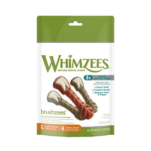 Whimzees Natural Dental Chews Brushzees Large 6 Ct