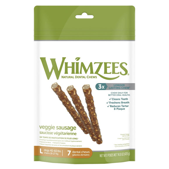 Whimzees Natural Dental Chews Veggie Sausage Large 7 Ct
