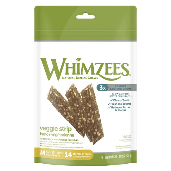 Whimzees Natural Dental Chews Veggie Strip Medium 14 Ct