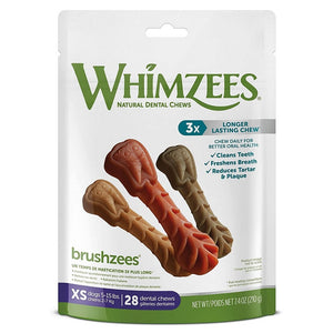Whimzees Natural Dental Chews Brushzees X-Small 28 Ct