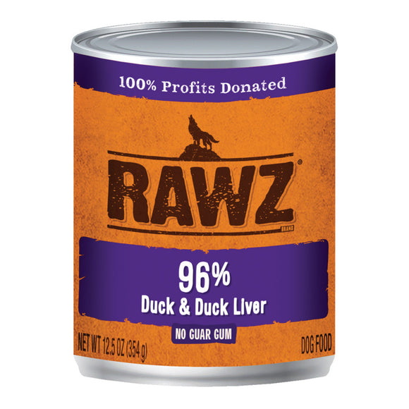 Rawz Canned Dog Food 96% Duck & Liver 354g