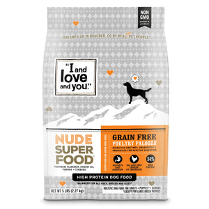 I and Love and You Dog Dry Food Grain-free Nude Poultry Palooza 5 Lb