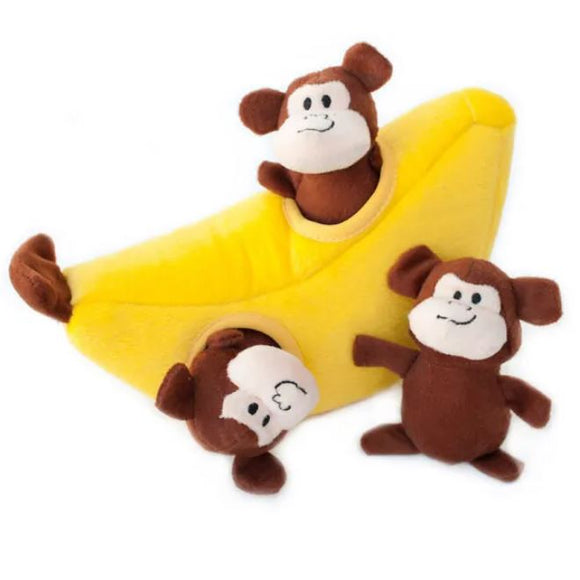 Zippy Paws Toy Burrow Monkey N Banana Medium