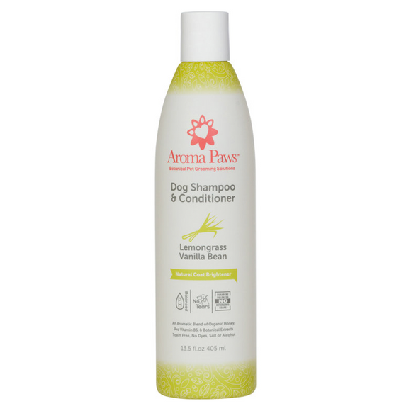 Aroma Paws Natural Coat Brightener Shampoo Lemongrass Vanilla Bean 405ml