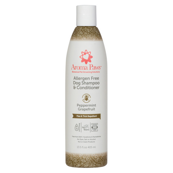 Aroma Paws Flea & Tick Repellent Shampoo Allergen Free Peppermint Grapefruit 405ml