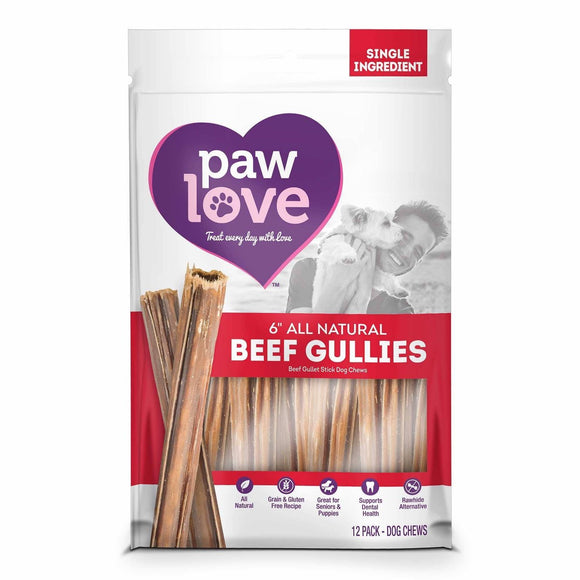 Paw Love Dog Treats Beef Gullies 6 In 12 Ct