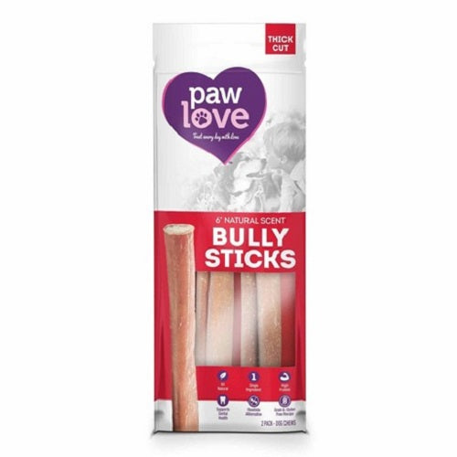 Paw Love Dog Treats Thick Bully Sticks 6 In 2 Ct