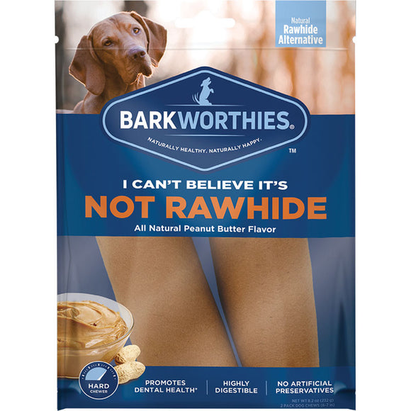 Barkworthies I Can't Believe It's Not Rawhide Large Peanut Butter Rolls 2-pc