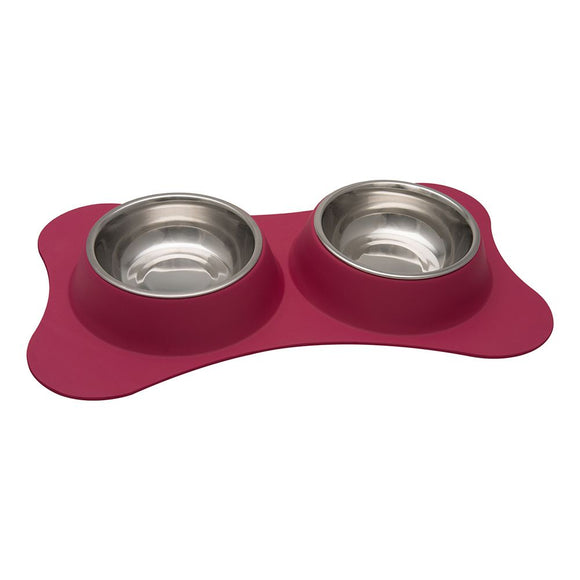 Loving Pets Bowl Dolce Flex Double Diner Pomegranate Small
