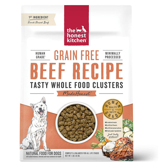 The Honest Kitchen Dry Dog Food Whole Food Clusters Grain-Free Beef Recipe 1 Lb