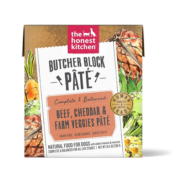 The Honest Kitchen Butcher Block Pate Beef, Cheddar & Farm Veggies Pate Canned Dog Food 298g