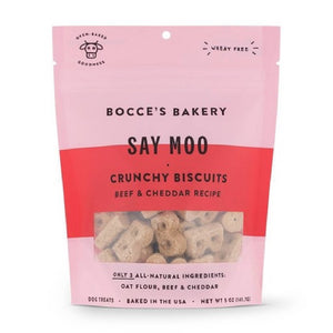Bocce's Bakery Say Moo Crunchy Biscuits Beef & Cheddar Recipe Dog Treats 141.7g