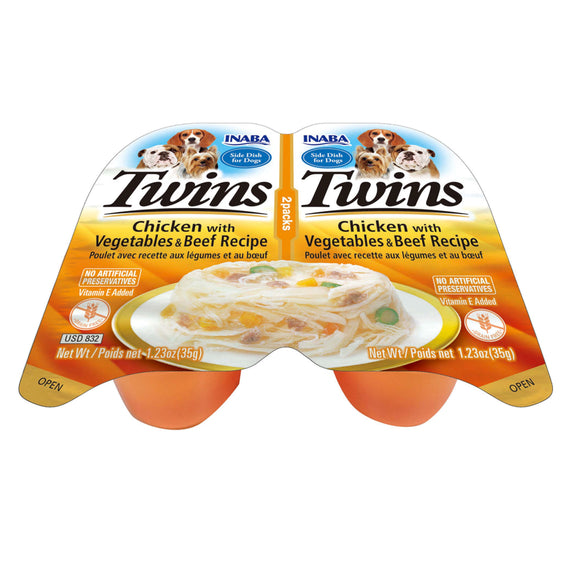 Inaba Twins Chicken with Vegetables & Beef Dog Side Dish 35g