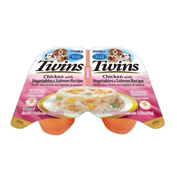 Inaba Twins Chicken with Vegetables & Salmon Dog Side Dish 35g