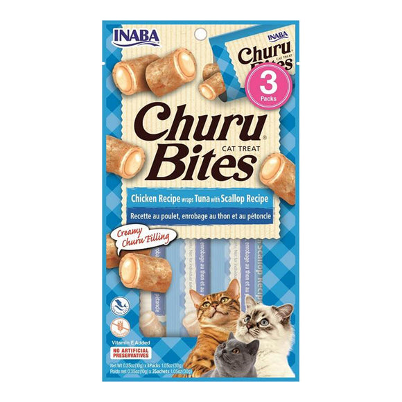 Inaba Churu Bites Chicken Recipe Wraps Tuna with Scallop Recipe Cat Treat 30g
