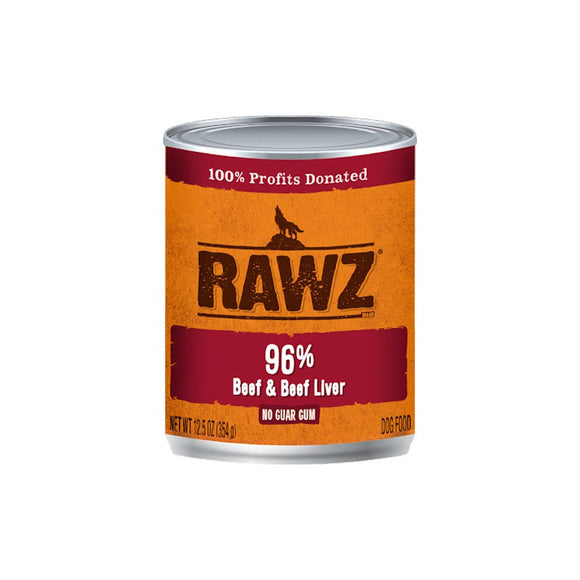 Rawz Canned Dog Food 96% Beef & Liver 354g
