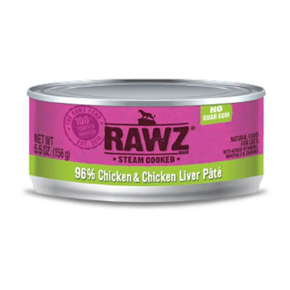 Rawz Canned Cat Food 96% Chicken & Liver 156g