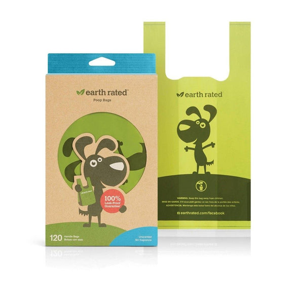 Earth Rated Poop bags with Handle Unscented 120 bags