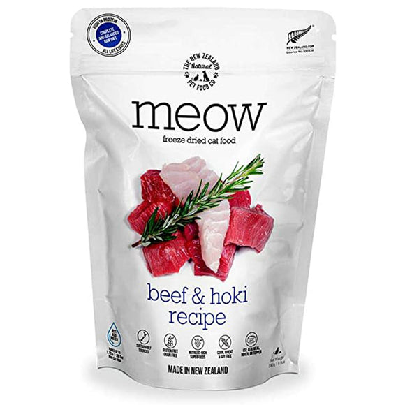 Meow Freeze Dried Beef & Hoki Cat Food 280g