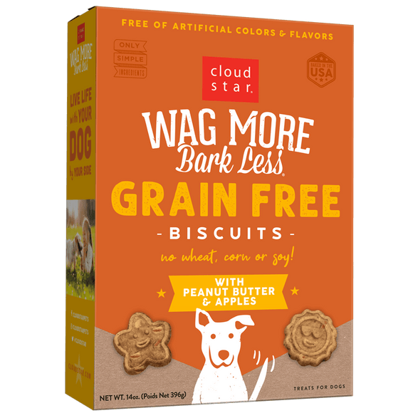Cloud Star Wag More Bark Less Oven Baked Grain Free Peanut Butter & Apples 396g