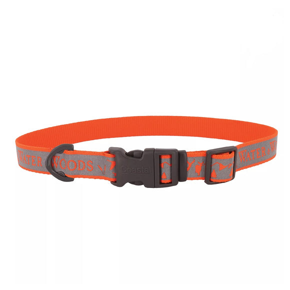 Coastal Pet Water & Woods Adjustable Orange Reflective Dog Collar Medium