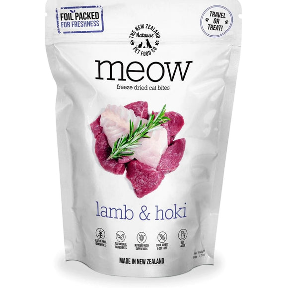 Meow Freeze-Dried Lamb and Hoki Cat Food 50g