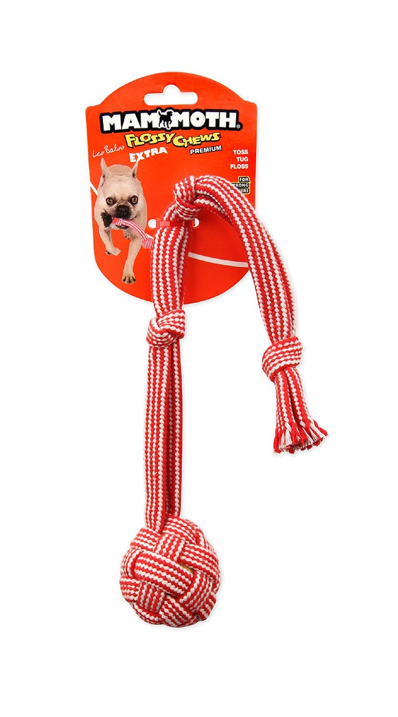 Mammoth Extra Flossy Webbing Ball Fling Handle Rope Dog Toy Medium