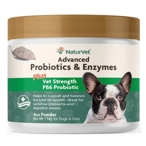 NaturVet Advanced Probiotics and Enzymes Powder Dog Supplement 228g