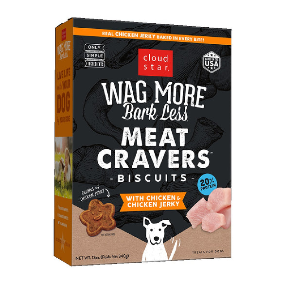 Cloud Star Wag More Bark Less Meat Creavers Biscuits Chicken & Chicken Jerky Dog Treats 340g