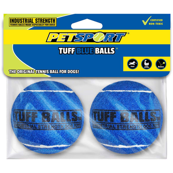 Petsport Dog Toy Tennis Ball Tuff Blue 2 Pk