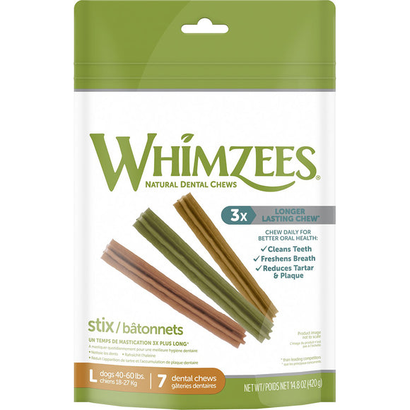 Whimzees Natural Dental Chews Stix Large 7ct